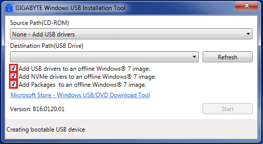 Gigabyte windows 7 usb tool